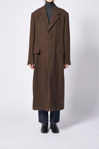 LAMA SHETLAND WOOL TWEED CHESTERFIELD COAT