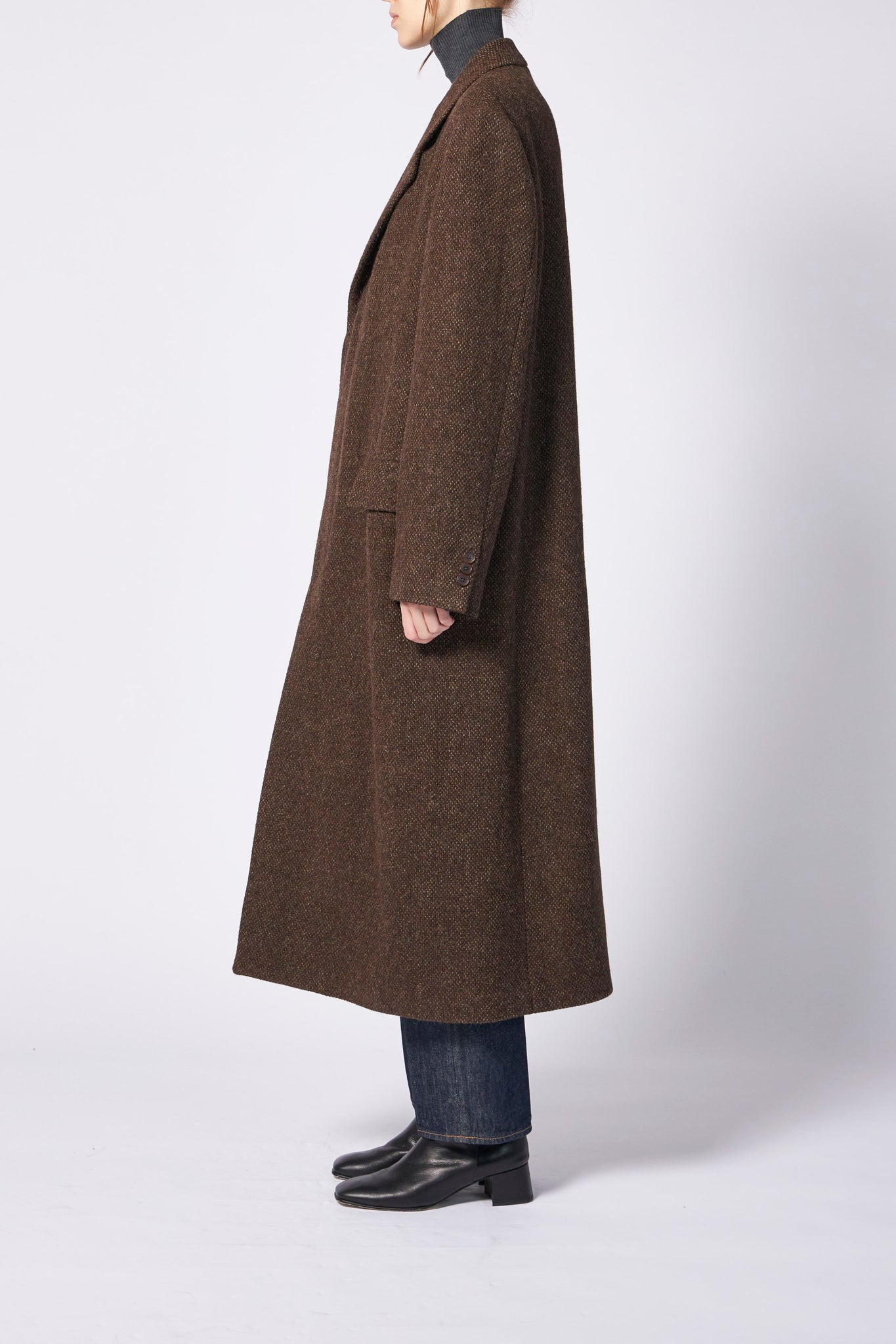 LAMA SHETLAND WOOL TWEED CHESTERFIELD COAT