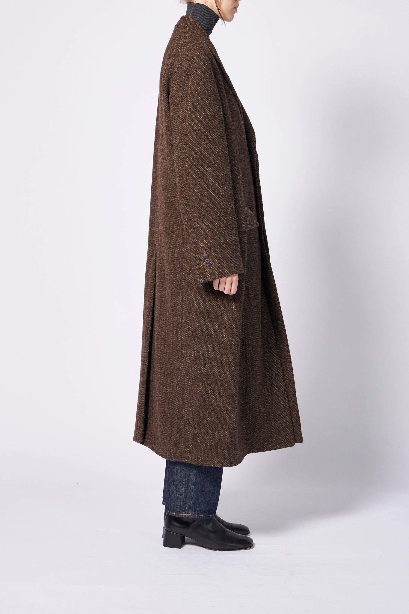 LAMA SHETLAND WOOL TWEED CHESTERFIELD COAT