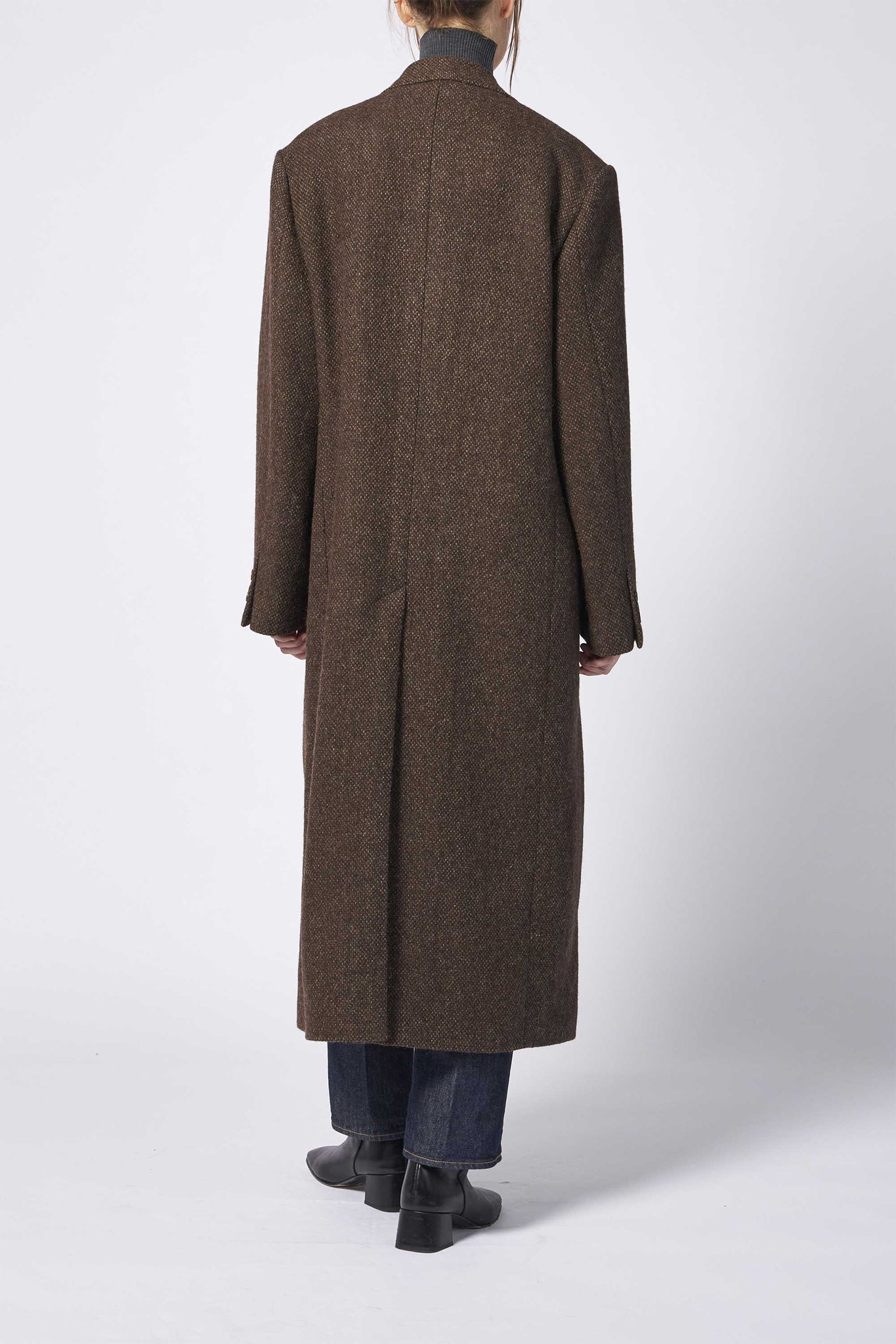 LAMA SHETLAND WOOL TWEED CHESTERFIELD COAT