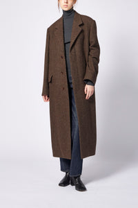 LAMA SHETLAND WOOL TWEED CHESTERFIELD COAT