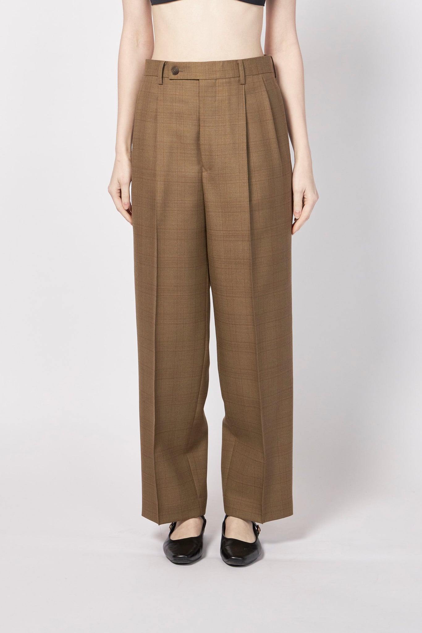 BLUEFACED WOOL TWO-TUCK SLACKS